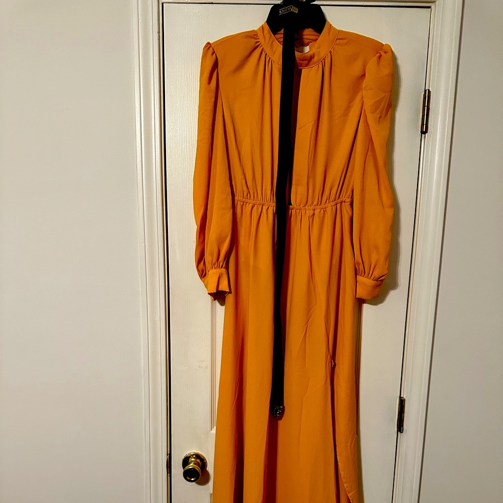 Mustard High Split Dress.